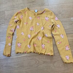 yellow long sleeve flower shirt for kids
